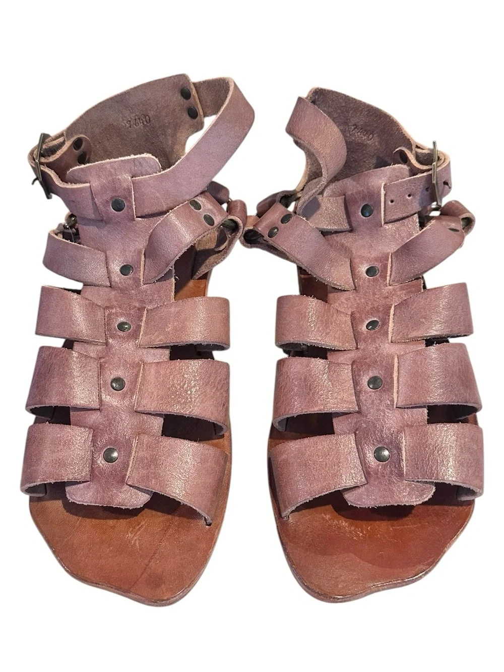 Bedstu Bed Stu Hera Gladiator Almond Rustic Strap Studded Sandals Womens 11 NEW